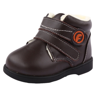 男童皮鞋加绒宝宝棉鞋2真皮1-5岁冬季软底3小童4防滑儿童保暖冬鞋