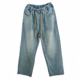 末班车春款2026男大童兰牛仔直筒裤青少年初高中学生宽松休闲长裤