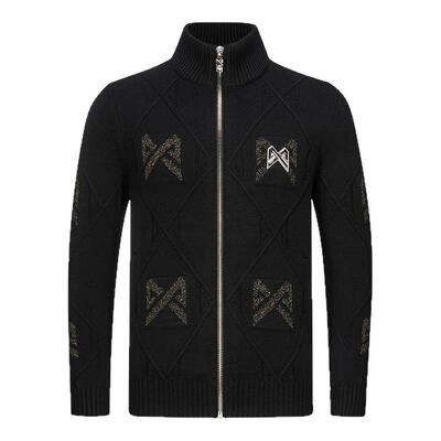 pp轻奢男装pleikpholppe秋冬轻奢时尚潮牌男装时尚针织夹克外套