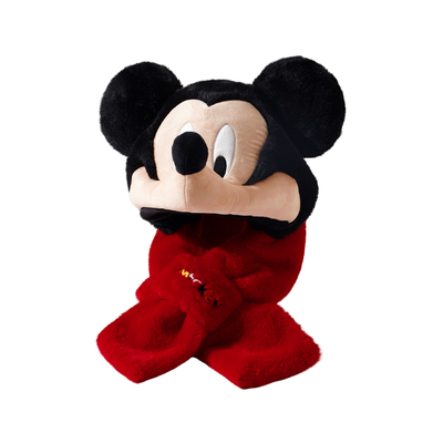 米奇米妮帽子围巾一体女保暖防寒