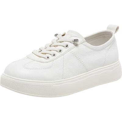 百思图春季新款松糕厚底小白鞋