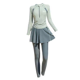 特步长袖长裤泳衣女2025新款保守分体显瘦遮肚学生冲浪训练潜水服