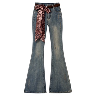 AZZHEN【高阶旋律】复古收腰显瘦提臀水洗微喇裤牛仔裤女