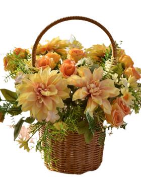 绢花餐桌花艺摆件大丽花