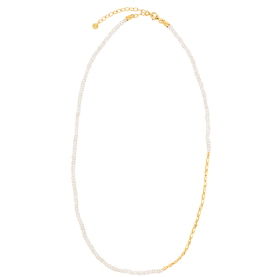 JX I Flow 流动美学 欧美高级感极简肌理金豆拼接珍珠项链