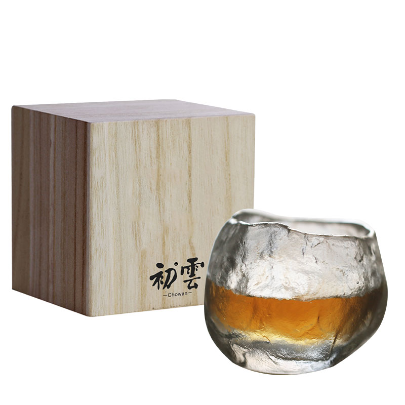 日式古法琉璃冰冻烧白浅琉璃茶杯单杯主人杯李子柒同款木盒伴手礼