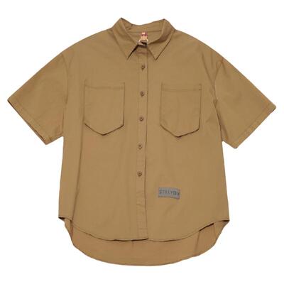 日系复古中性双立体口袋短袖衬衫