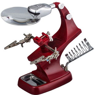 放大镜维修工作台焊接电子钟表电路板专用带灯烙铁支架万向夹高清