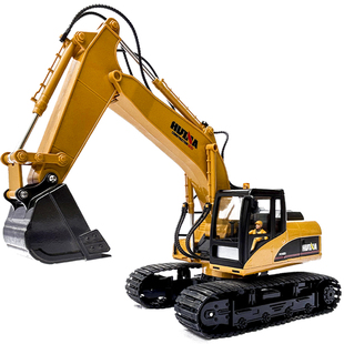 汇纳遥控挖掘机大型合金破拆抓木机工程车儿童玩具充电动冒烟钩机