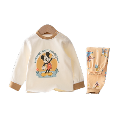 迪士尼儿童保暖秋冬睡衣内衣套装