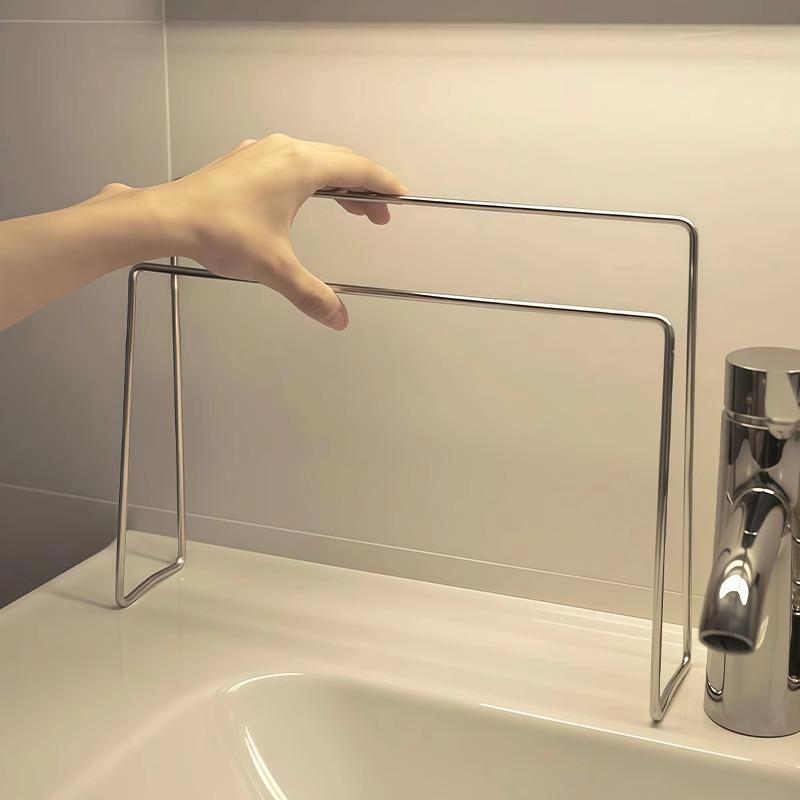 【长期主义】不锈钢浴室置物架毛巾架免打孔厨房抹布收纳沥水架