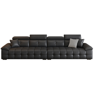 劳伦斯真皮沙发家用客厅小户型高端意式轻奢可调节头枕直排沙发