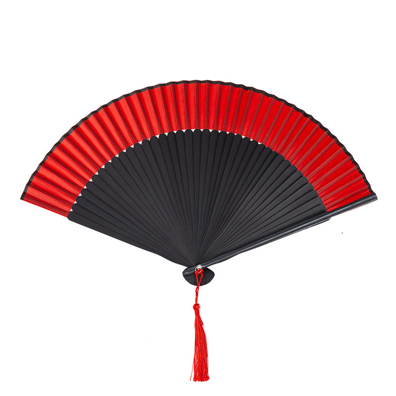 双面中国风古典折扇旗袍走秀古风舞蹈跳舞折扇红色易开合便携梅花
