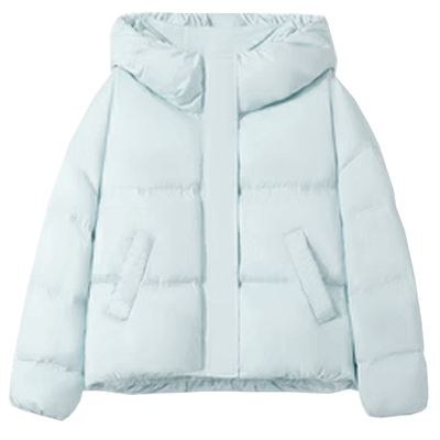 蓝色短款羽绒服女巨好看的冬外套