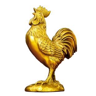 铜公鸡摆件黄铜福鸡手工艺品家居饰品纯办公室客厅桌面生肖圆底鸡