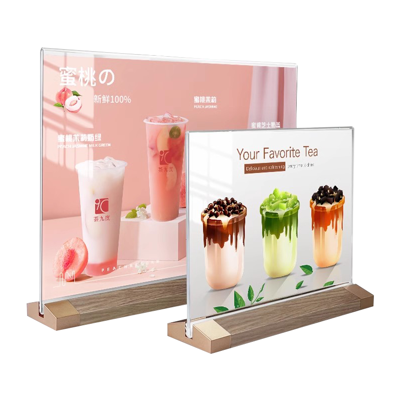 亚克力双面桌牌台卡架价目表广告展示牌透明菜品a4餐厅餐桌牌a5台牌架水牌木质奶茶店菜单立牌台签桌面价格牌