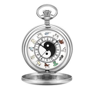 上海怀表机械上弦男士全钢不十二生肖罗马大数字八复古翻盖挂表
