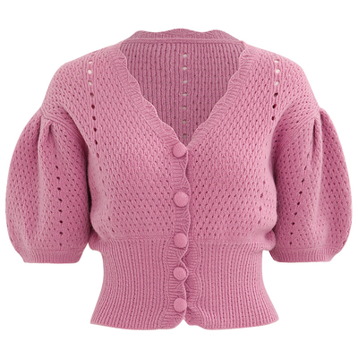 sincethen粉色泡泡袖针织衫女