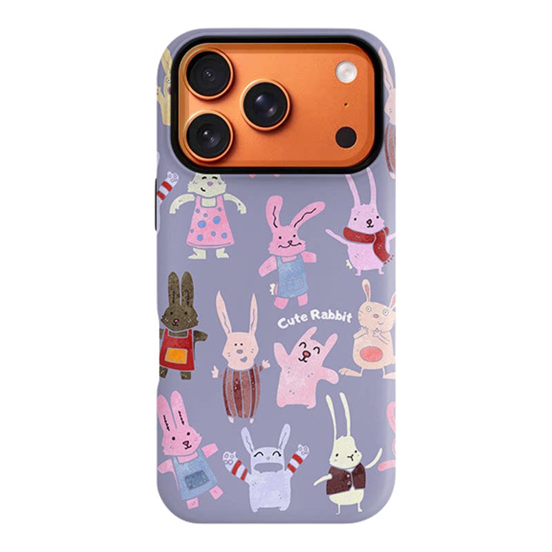 抽象小兔子磁吸菲林二合一适用iphone17Air手机壳16新款15网红磨砂质感磁吸支架17promax潮流款粉色兔子图案