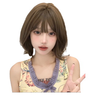 哼唧家假发女短发自然榛果灰棕微卷Lolita短卷发蓬松学生jk全头套
