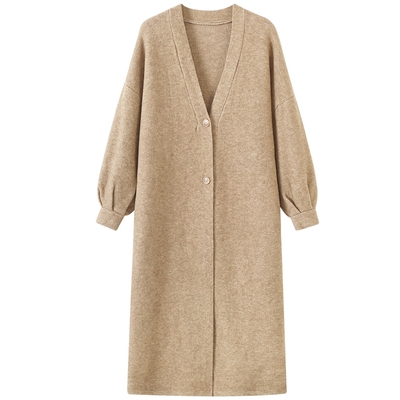 慕兔法式中长款针织开衫