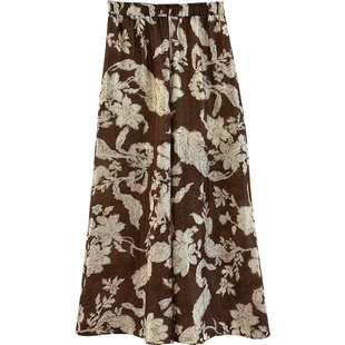 YH2.Chennnnn 轻盈朦胧感复古印花宽松阔腿裤女显瘦高腰拖地长裤