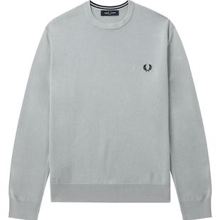 FRED PERRY男士休闲针织衫冬季新款圆领麦穗刺绣羊毛衫K9601