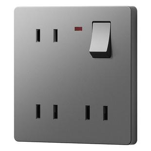 一开6六孔插座86型面板二二二3插四眼三位4四六6插座带开关多孔插