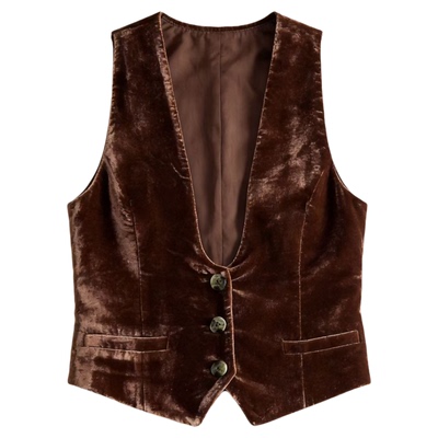 叠穿马甲复古黑色v领无袖上衣女