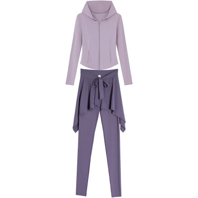 凉感连帽防晒衣健身裙裤两件套