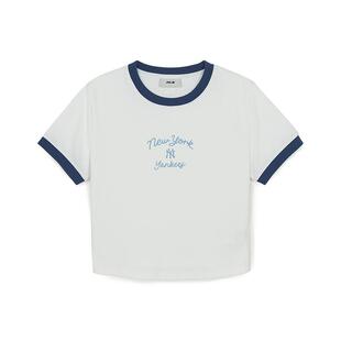 MLB官方 女款潮流百搭学院风撞色修身短款T恤短袖26春新款TSV01