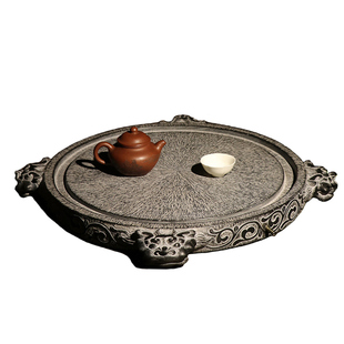 原莱亦舍天然青石茶盘全手工雕刻茶台家用中式简约茶具复古风摆件