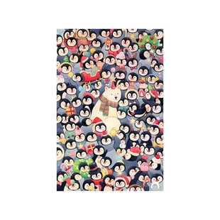 3D-JP成人塑料拼图600片冬日治愈插画圣诞棉花狮 黑白盟军H4095