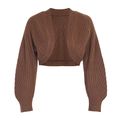 婉甸2025年秋季新品古巴深棕色毛织长袖开衫坎肩宽松女1243W18MD4