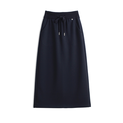 醋酸羊毛呢女系带针织半身裙长裙