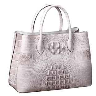 黑曼巴正品泰国鳄鱼皮女包真皮女士手提包单肩包喜马拉雅白大容量