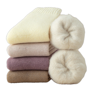 毛绒袜子女超厚秋冬季中筒袜加绒加厚保暖冬天长筒雪地靴睡眠棉袜