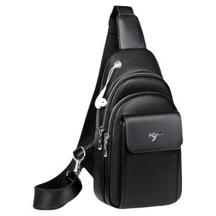 男士胸包真皮单肩斜挎包休闲背包男款二层牛皮多功能男包胸前包包