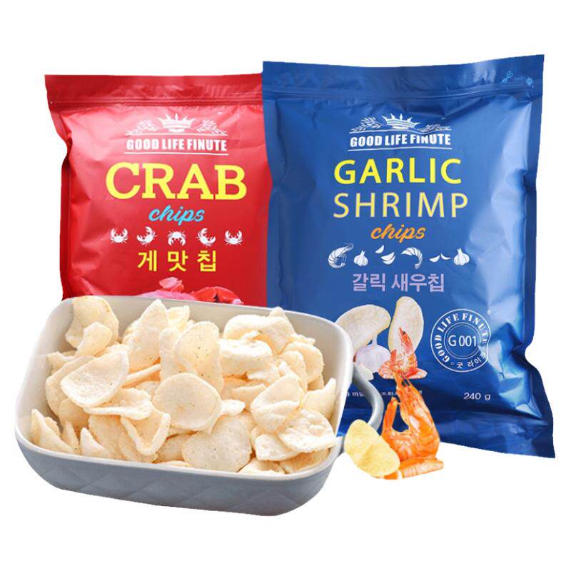 FINUTE趣莱福蒜味虾片韩国进口蒜香蟹味蟹片休闲零食大礼包趣福莱