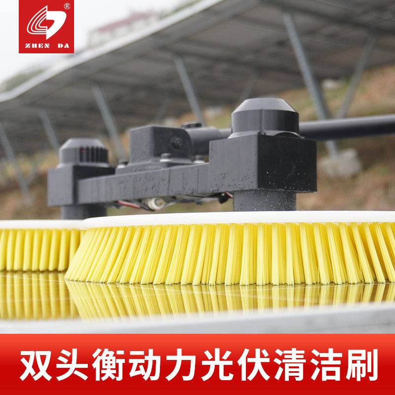 批发手持式伸缩杆光伏清洗太阳能板清洗机电动双头光伏板清洁刷