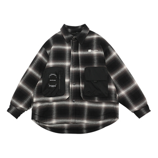 男童衬衫加厚2025冬装新款韩版中大童格子衬衣夹棉上衣儿童外套暖