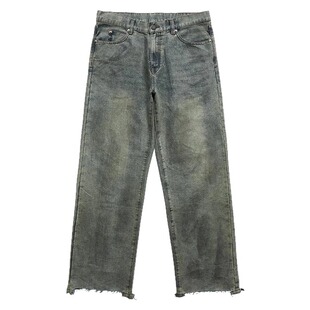 Remedy 秋冬国潮水洗宽松直筒休闲裤美式复古潮牌阔腿牛仔裤男女