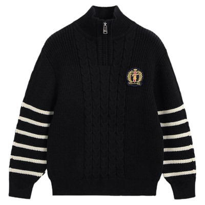 英氏男童针织衫2025春秋新款秋冬装儿童POLO立领毛衣男孩秋冬季