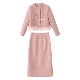 法式气质小香风羽绒套装女2025冬装新款高级感轻奢千金长裙两件套