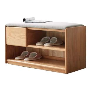 实木换鞋凳一体可坐鞋柜北欧橡木门口家用玄关脚凳简约软包穿鞋凳