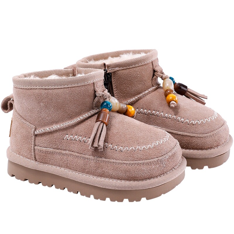 ELLEkids女童流苏加厚雪地靴