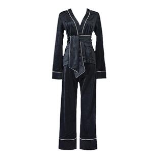 YesMyLord金丝绒睡衣两件套女长袖长裤可外穿复古时尚气质原创ins