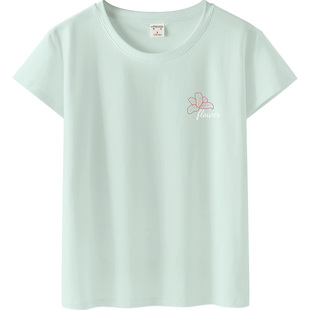 夏装女短袖时尚气质洋气2025年夏季纯棉上衣修身显瘦百搭印花t恤