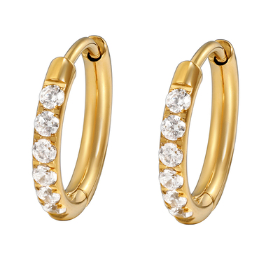 GRGR电镀18K金色镶钻耳环