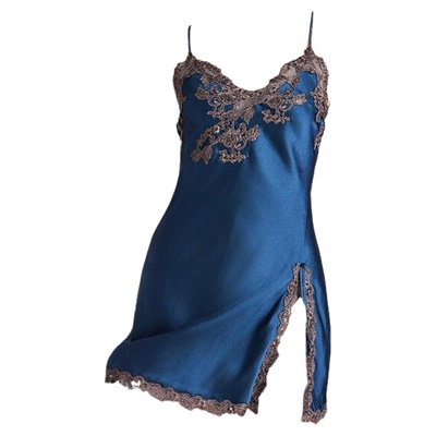 高级蕾丝刺绣花边桑蚕丝睡裙春夏